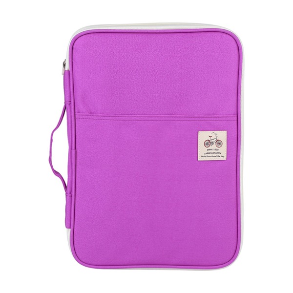 A4 Dokumentväska Filmapp Portfölj Organizer Dator Notebook Fodral med Dragkedja (Lila)