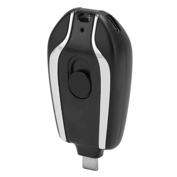 Nyckelring Bärbar Laddare Snabbladdning 1500mAh för Android USB C Mini Nödströmförsörjning för Mobiltelefoner Svart