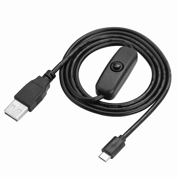 Micro USB strømladekabel med På/Av-bryter for Raspberry Pi 3 / 2 / B / B+ / A