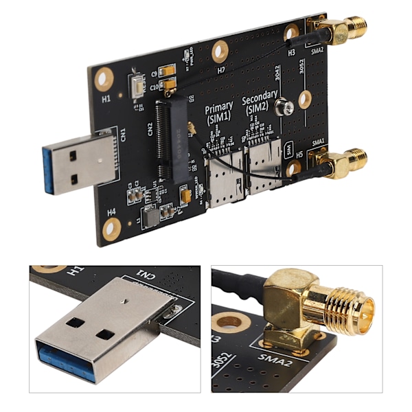 Adapter NGFF (M.2) till USB3.0 med SIM-kortsplats Antennkontakt för 3G/4G/5G-modul