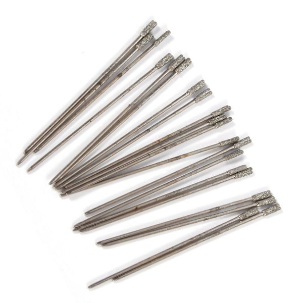 20 STK 1 mm Diamantbelagte Lapidariske Bor Solid Bits Nål Til Smykker Agat