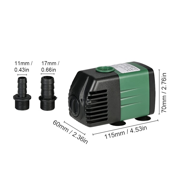 1500L/H 25W Undervandspumpe til Akvarium Bordpladefontæner Dam Vandhaver og Hydroponiske Systemer med 2 Dyser AC220-240V