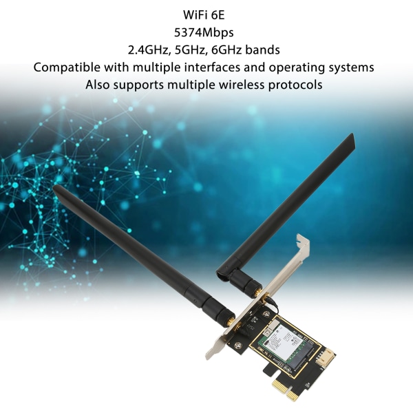 AX210NGW PCIE WiFi 6E-kort med 2 antenner 5374Mbps 2.4GHz 5GHz 6GHz Bluetooth 5.2 Stöd för MU MIMO WiFi-kort för Win10 11