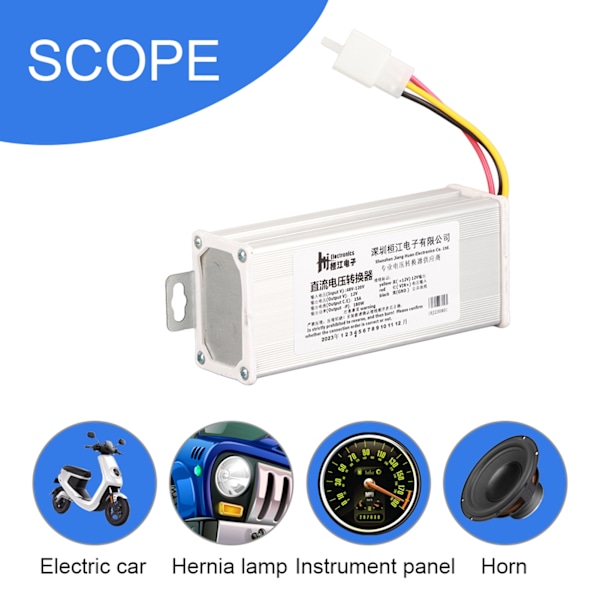 DC 48V‑120V til 12V/15A /180W Konverter Adapter for Elektrisk Sparkesykkel