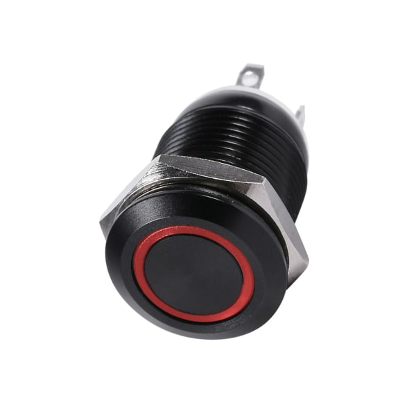Bil 12mm LED-ljus Momentary Push Button Switch Toggle Black Case 2A
