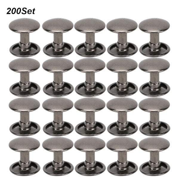 200 Set Dubbla Kappnitar Runda Dubb Spikjärn Jeans Knappar Läder Skor Väskor Kläder 10x10mm Svart