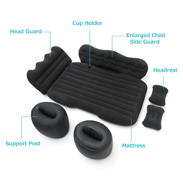 Madrass Bil Oppblåsbar Reiseseng Hjem Utendørs Campingmatte Bak Flocking Pluss Luftmadrass for SUV