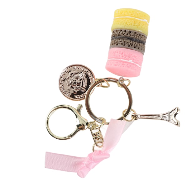Färgglad Söt Macaron Eiffeltorn Nyckelring Väska Hänge Bil Charm Dekoration (Rosa)