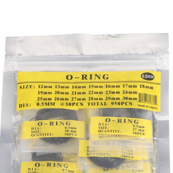 950 st Universal Gummi O-ring Klocka Baksida Tätningspackningar (0,5 mm)