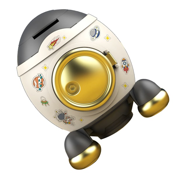Tegneserie Space Rocket Sparegris Pengeboks Penge Spare Krukke Gutter Jenter Gave Luksuriøs Grå Gull