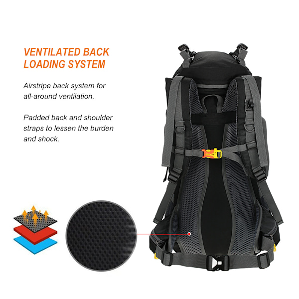 Lixada 50L Vattentålig Utomhus Sport Vandring Camping Reseryggsäck Pack Bergsklättring Vandringsryggsäck Trekkingväska Ryggsäck med Regnskydd
