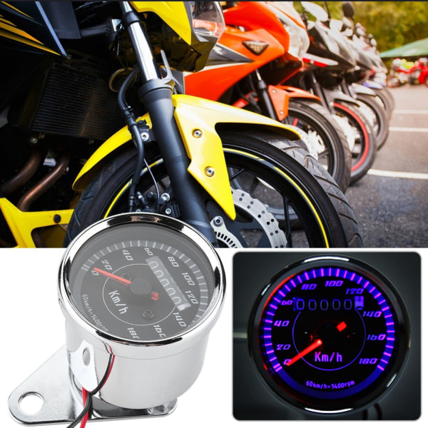 Universal Motorcykel Retro Modifiering LED Vägmätare Hastighetsmätare Digital Mile Meter Mätare