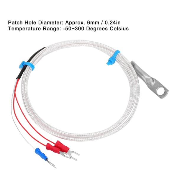 Temperatursensor Probe PT100 Termistor Temperaturmätningsprobe Runt Hål Patch Typ 1m