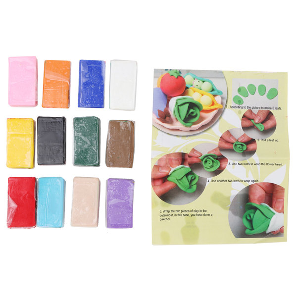 Populär praktisk DIY Polymer Clay 12-färgad DIY Mjuk miljövänlig lera