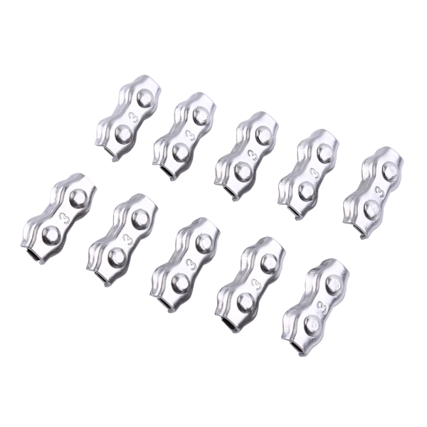 10 stk. M3 Duplex Clips Rustfrit Stål Wire Kabel Reb Grips Klemmer Caliper