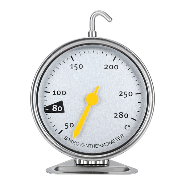 Ovnstermometer i rustfritt stål med stor urskive, krok, kjøkkenmatlaging, måleverktøy 50-280℃