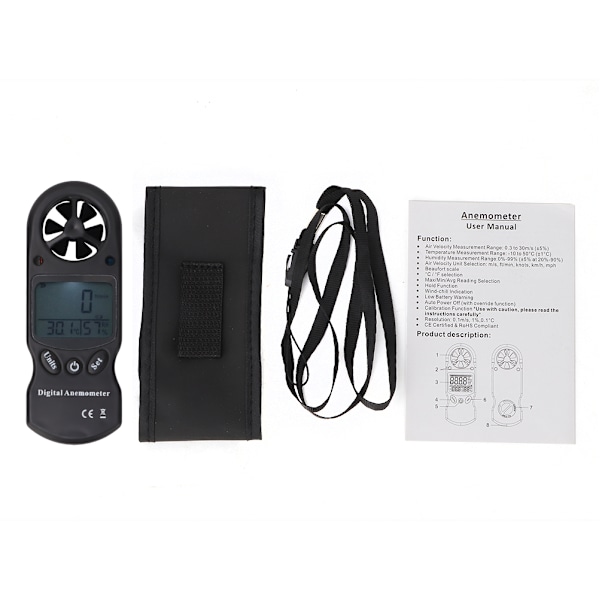 TL-300 3-i-1 Mini Handhållen Multifunktionell Digital Termometer Hygrometer Anemometer