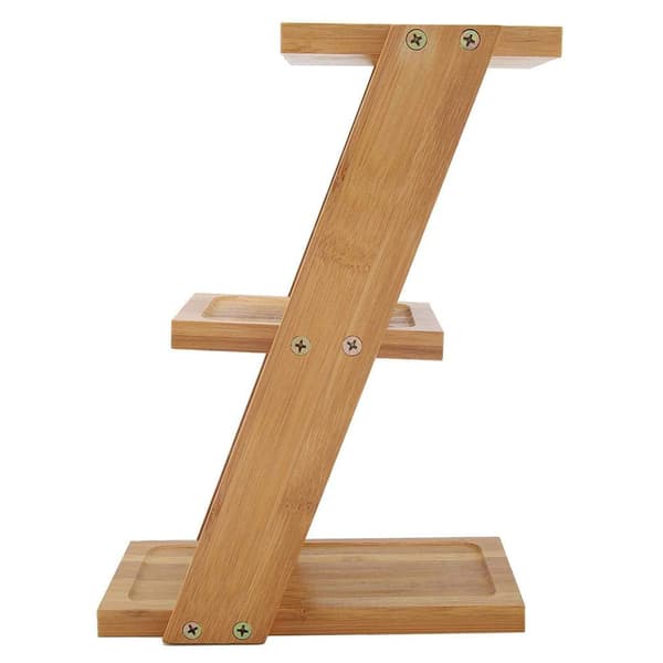 3-vånings Bambu Skrivbord Krukväxt Blomhållare Förvaringshylla