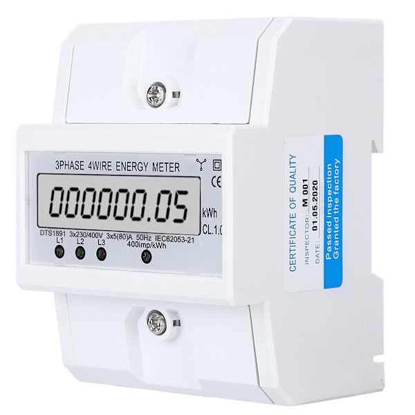 Energimätare 3-fas 4-trådig LCD Digital Display DTS1891 Smart Home Elektrisk Mätanordning