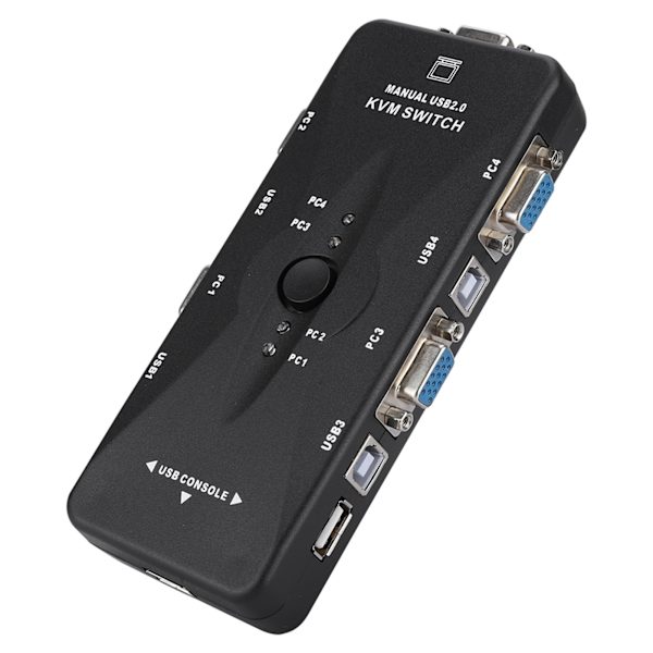 4-Port USB 2.0 KVM VGA/SVGA Monitor Hub Computer Switch Box Adapter Enheder til PC Tastatur Mus