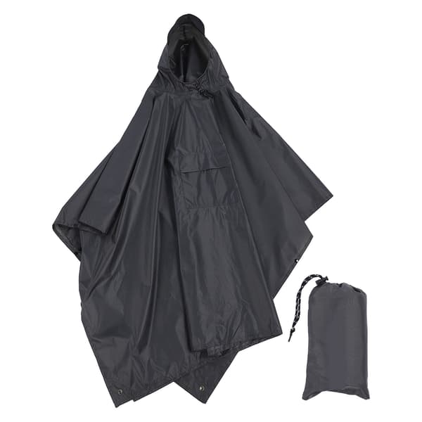 Udendørs Regnponcho Polyester Letvægts Hætte Regnfrakke med Frontlomme til Camping Vandreture Rejser