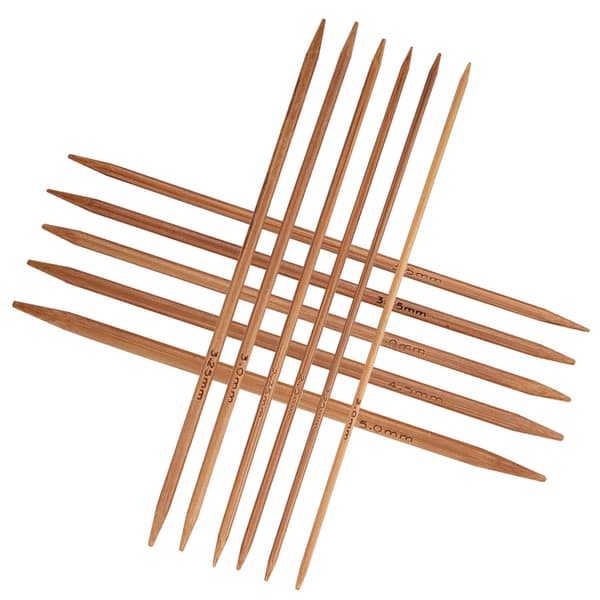 Set med 11 Bambu Dubbelspetsiga Stickor Set 11 Storlekar (13 cm)