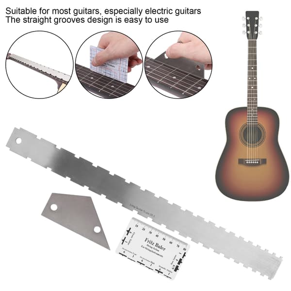 Rak kantlinjal för gitarrhals, stränghöjdslinjal, verktyg för att reparera gitarrband