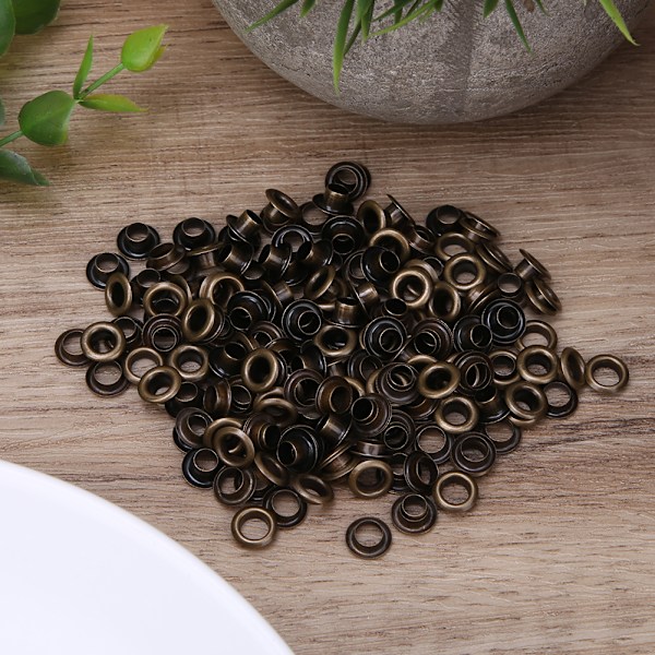 100 stk. 5 mm messing dobbeltsidede øjer nitter grommet til bælte sko taske læderhåndværk bronze