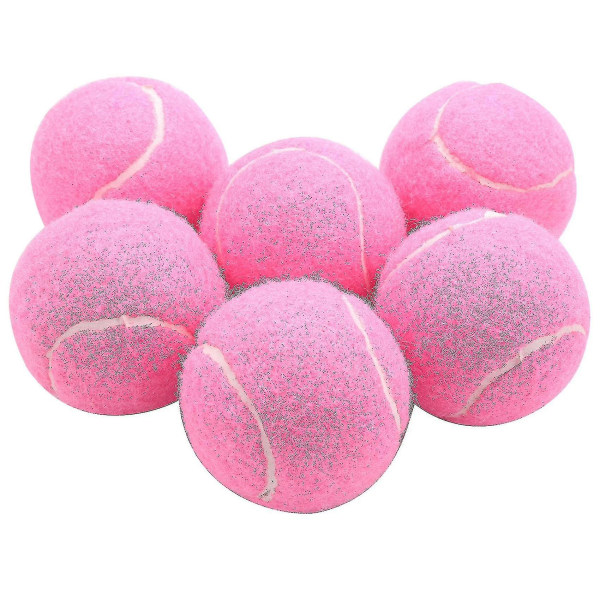 6 stk. pakke Pink tennisbolde Slidfaste elastiske bolde 66mm Dame begyndere øve tennisbold A