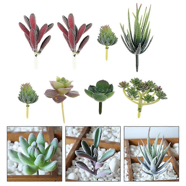 8 stk. Kunstige sukkulent planter Dekoration Fake sukkulent plante Blomsterarrangement forsyninger