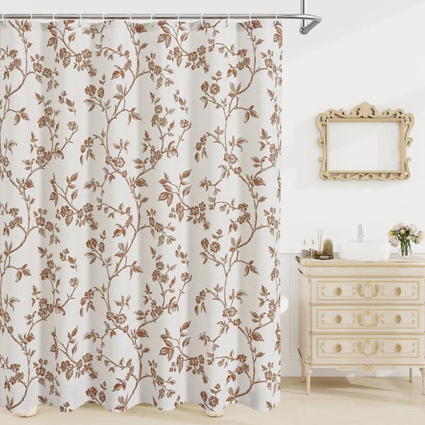 1 st blommig polyester duschdraperi 120x180cm, vattentätt borrfri badrumspartitionsdraperi A