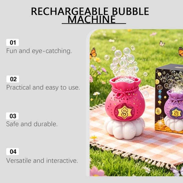 Fortune Bag Large Bubble Maker Series, Härlig drömmande molnbotten lyckopåseformad automatisk bubbelleksak för barn red