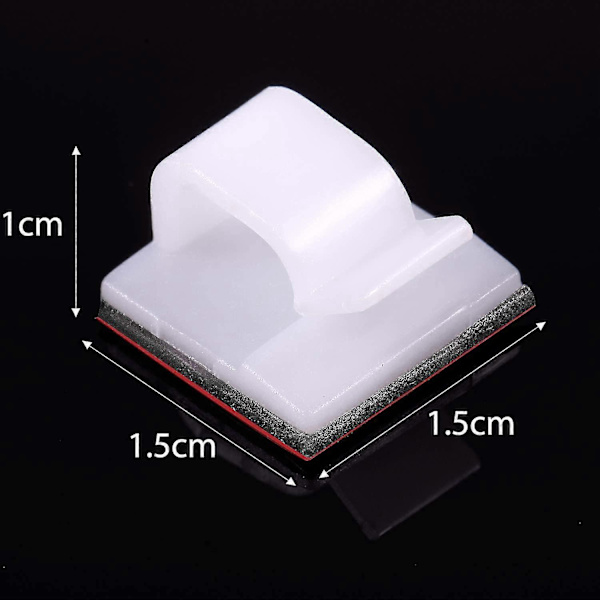 100 stk Mini Utendørs Kabelklips med Limtape Lys Klips Dekor Klips Selvklebende Kroker Wire Holder for Fe Lys (Hvit, Liten)