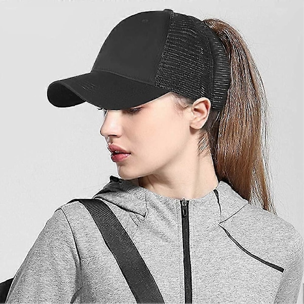 Baseballcaps med hull for hestehale - Justerbar caps med netting - Unisex Polo-stil