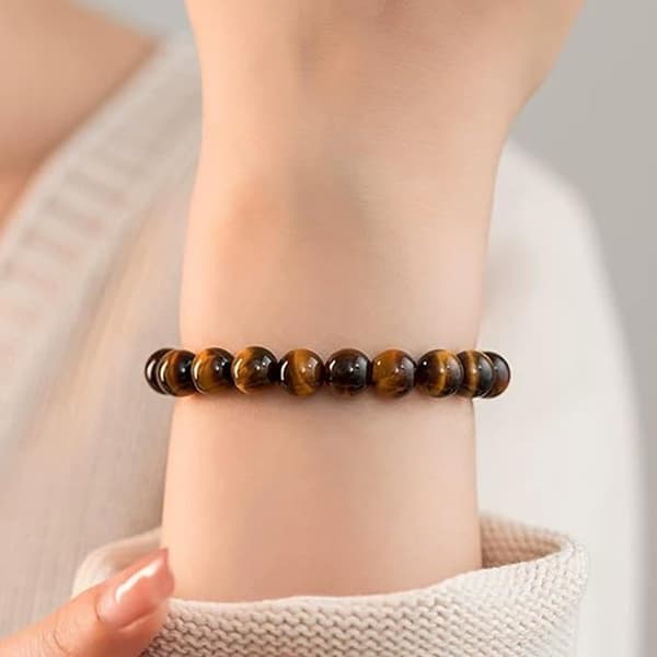 Tigerøye elastisk armbånd for menn og kvinner, justerbart chakra-balanserende armbåndsgave