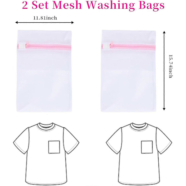 Mesh Vaskesekker for Tøy, BH Sko Sokk Trenernett Delikat Vaskesekk med Premium Glidelås (2 SETT)