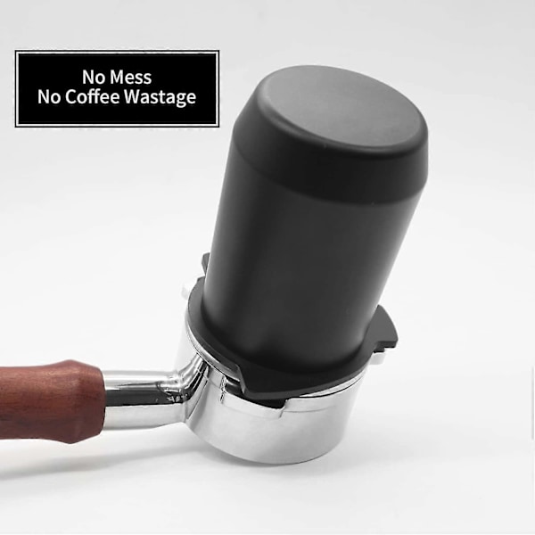 53mm Espresso Doseringsskål för Mätning av Kaffebönor och Malda Kaffebönor i Aluminium, Passar 54mm, Svart