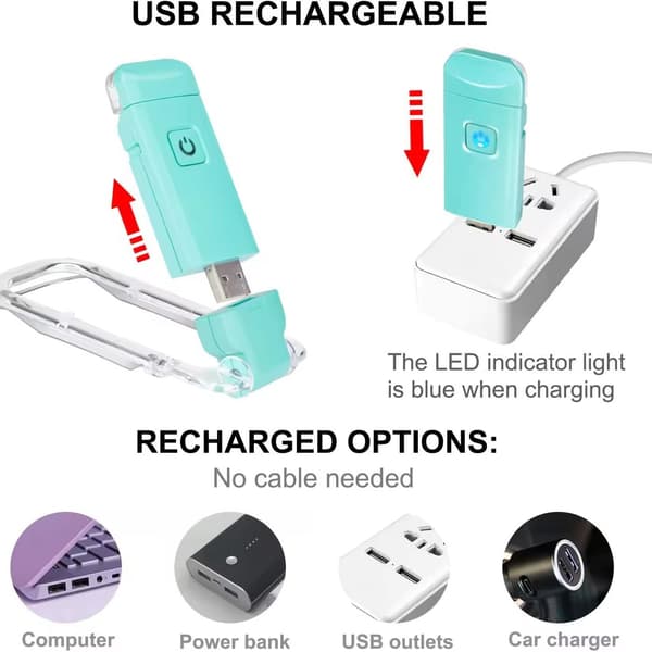 Oppladbar USB-kortleselampe Multifunksjonell klemmeboklampe for notelesing