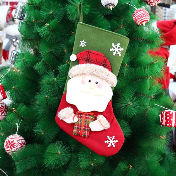 Tomte Snögubbe Älg Julstrumpa, Presentpåse, Julgransprydnad, Godispåse för Juldekoration Style 1
