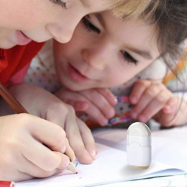 2 st Mini 2-i-1 Manuell Pennavässare med Suddgummi, för Barn Vuxna Studenter Skola Hem Kontorsmaterial (Vit)