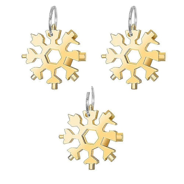 3-pack Snöflinga Multiverktyg 18-i-1 Phillips Skruvmejselset, Multiverktyg med Säkerhetslås (guld*2)