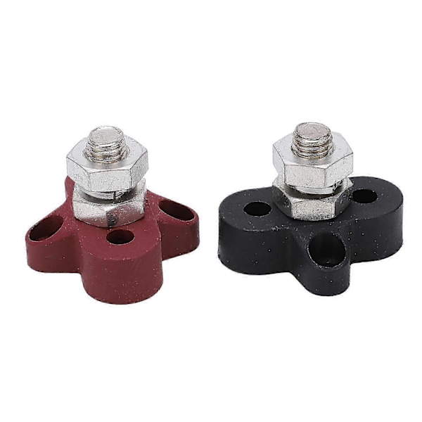 2 stk M10 Batteri Strømfordelingsblokk Isolerte Metallterminaler DC48V Maksimalt for Biler Bobiler ATV