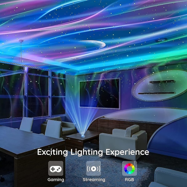 Projektorilamppu - Northern Lights Aurora -projektori makuuhuoneeseen, leikkihuoneen sisustus, valkoinen Jst.