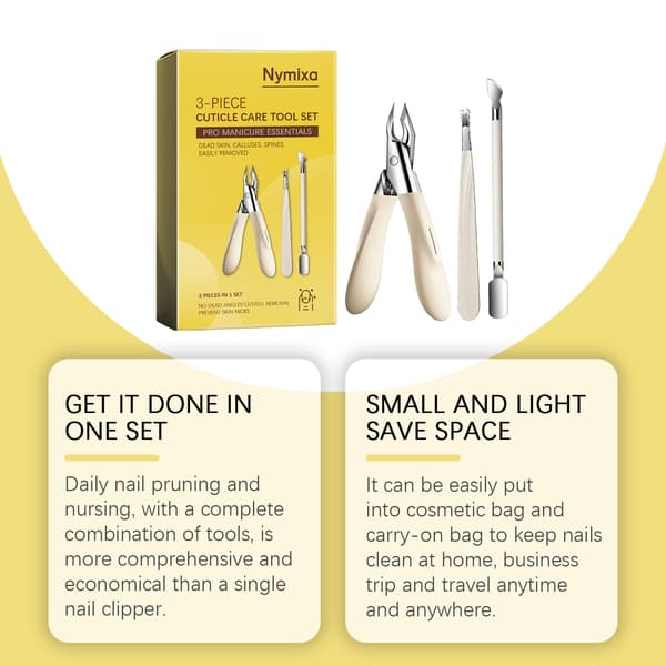 3-delt neglebåndsværktøjssæt, professionelle manicure-essentials