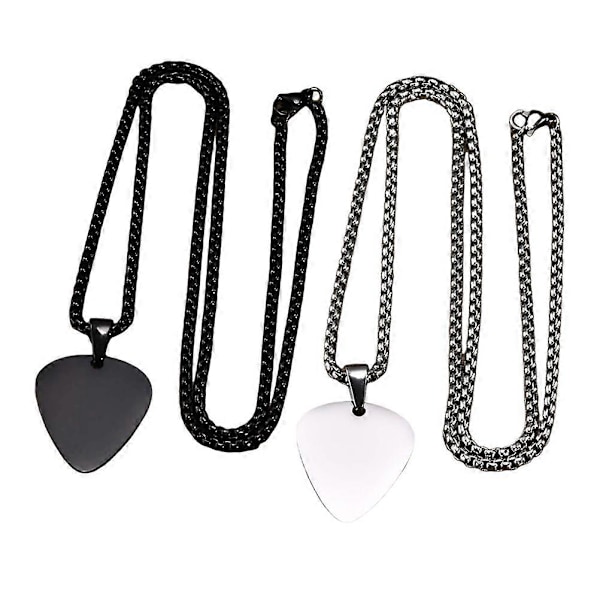 2st Gitarrplektrum Halsband Hänge Rostfritt Stål Kedja Halsband Gåva för Kvinnor Män