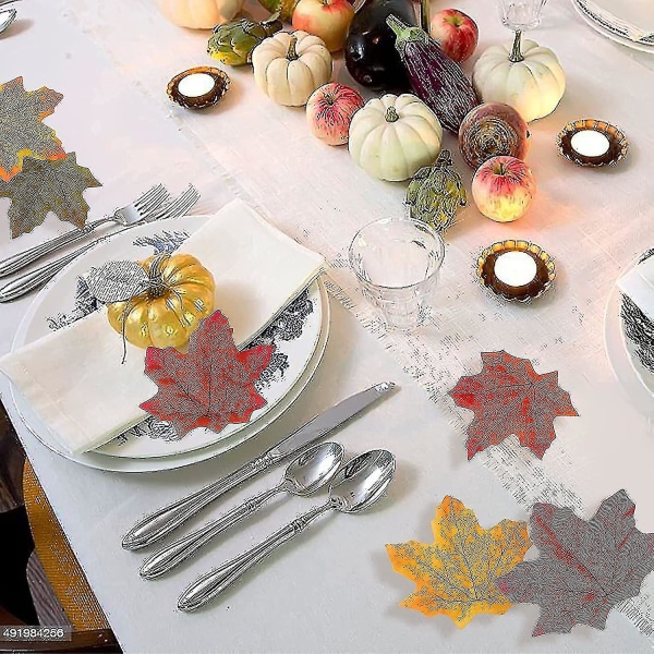 Kunstige lønneblader til høstdekor - 500 stk - Gjør-det-selv-festival Thanksgiving-festrekvisita