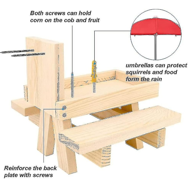 Ekornemater Værbestandig Ekornepiknikbord Treet Ekornematingsbord Med Paraply [avansert kvalitet! 50 % rabatt] Ty