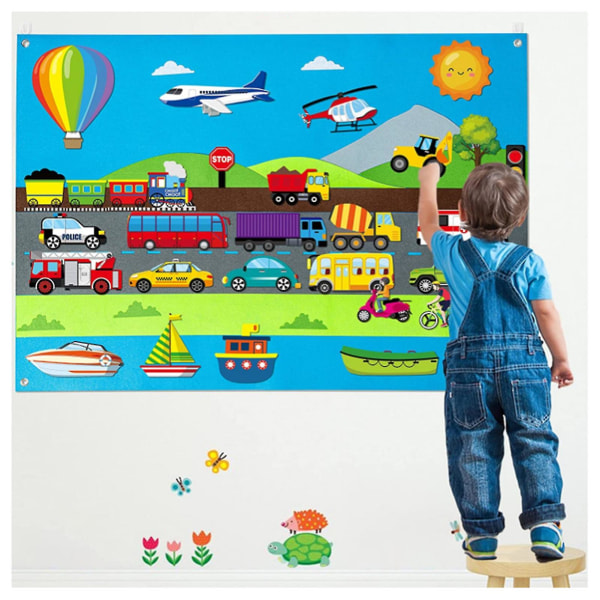 Flanell-filt-storyboard- set för småbarn Stort vägghängande aktivitets-storyboard Baby Leksaker för tidig inlärning Grön XL