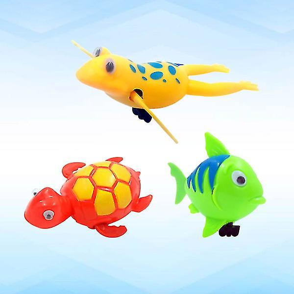 3st leksaker Slitstark tecknad upprullning Söt plastsköldpaddakedja Tiddler badkarleksak för baby småbarn