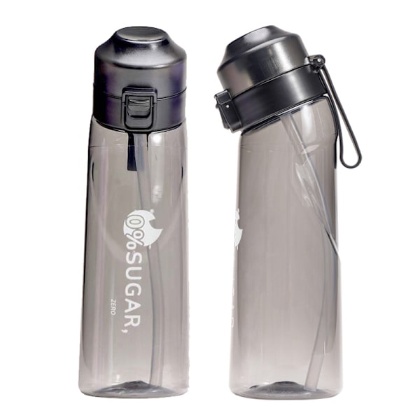 Smagssæt Vandflaske med 7 Smagspods Air Water Up Flaske Frostmat Sort 650ml Air Starter Up Sæt Vandflaske til Camping Sport Klar Sort